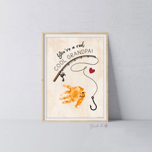 Grand-père cool, empreinte de main de poisson / Anniversaire fête des pères / Cadeau petit-enfant / Enfants bébé bambin / Carte DIY 0231