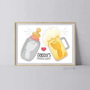 パパの飲み友達の足跡手形アートクラフト / 初めての父の日パパ / キッズベビーフット / アクティビティギフト DIY カード / プリントアウト 0730