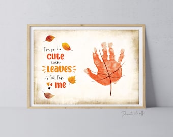Cute Leaves Fall Autumn - Handprint Art Craft Printable Keepsake Gift Template - PRINT IT OFF 0977