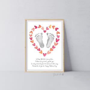 Poema de pies pequeños para el Día de la Madre, plantilla de arte con huellas de manos, tarjeta de recuerdo para niños, para imprimir, 0860