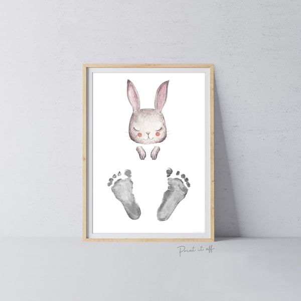 Bunny Footprint Feet Art / Craft Card Gift Activity / Easter Nursery Decor / DIY Baby Kids Toddler Memory Keepsake Print it Off 0462