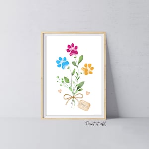 Fleur, impression de patte, médaille, art, chien, chat, animal, animal de compagnie, empreinte de patte, activité, souvenir, création manuelle, carte-cadeau, impression 0948