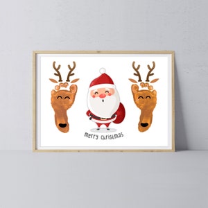 Santa Rentier Fußabdruck Kunst Handwerk Aktivität Merry Christmas Baby Kinder Füße / Print It Off 0670