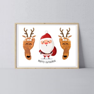 Santa Rendier Voetafdruk Kunst Ambachtelijke Activiteit Merry Christmas Baby Kids Voeten / Print It Off 0670