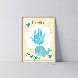 I Whaley Love You / Arte de huellas de manos / Feliz día de San Valentín / Manualidad de tarjetas DIY / Niños bebés pequeños / Imprímalo 0826