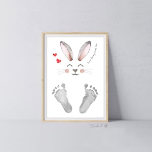 Un conejito te ama / Pascua / Arte con huellas de manos / Bebé niño pequeño / Manualidad de recuerdo / Tarjeta para hacer tú mismo / Imprime 0832