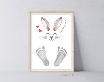 Some bunny Loves You / Easter / Footprint Handprint Art / Baby Toddler / Keepsake Memory Craft DIY Card / Print It Off 0832