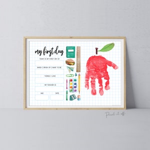 My 1st First Day School / Kindergarten Pre-K Daycare Pre-School / Handprint DIY Art Craft / Board Sign Template Teacher / Print it Off 0759