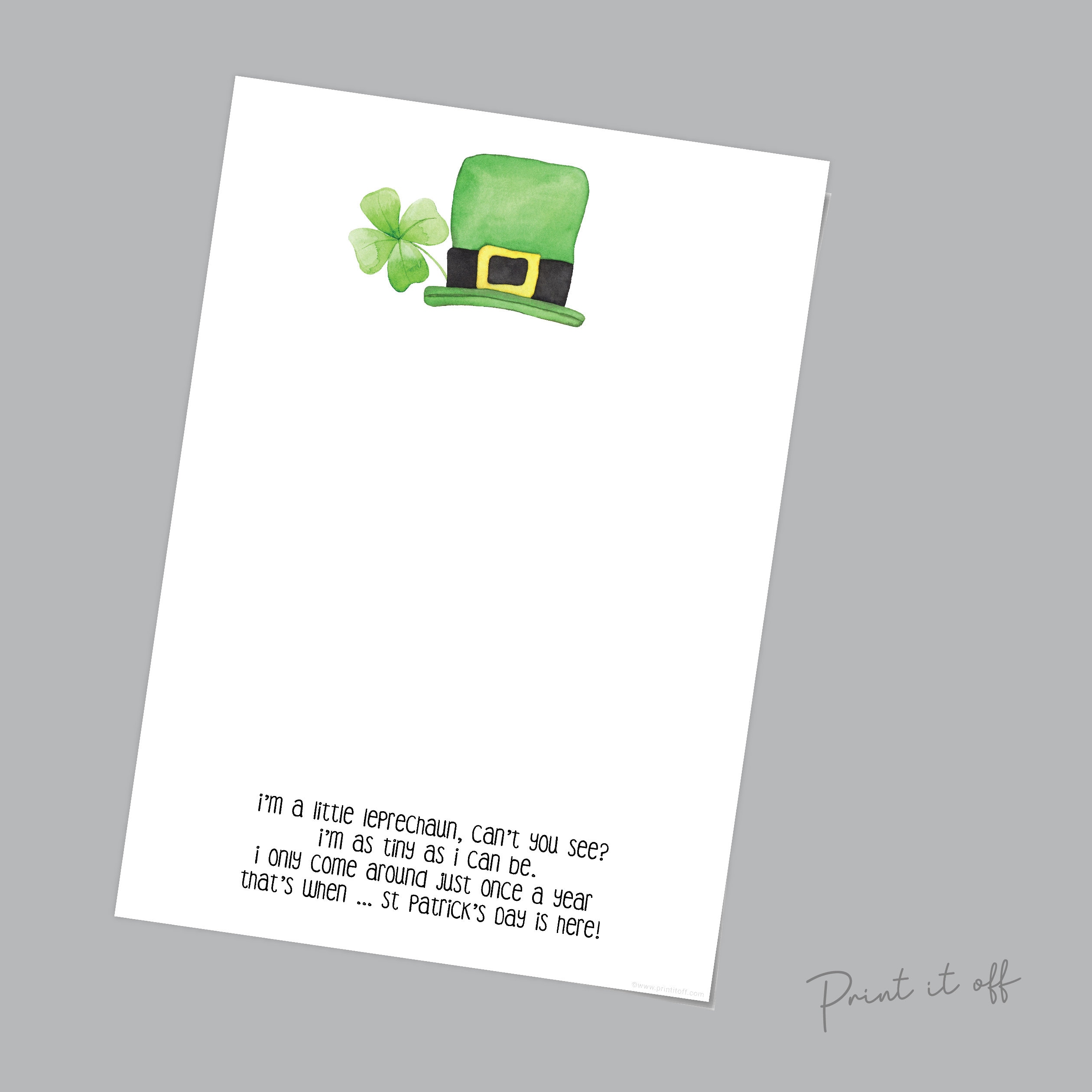Leprechaun Footprint St Patrick's Day Craft Art Poem / DIY Activity