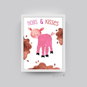 Varkens en kussen varken / handafdruk handkunst ambacht / Moederdag verjaardag / kinderen baby peuter / aandenken activiteit cadeaukaart / PRINT HET UIT 0478