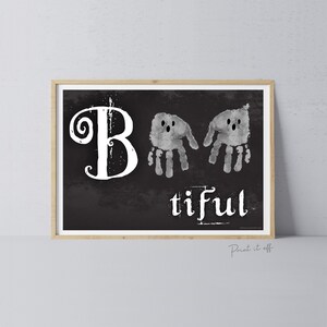 Boo-tiful Beau fantôme / Empreinte de main Pied Main Halloween Art Craft / Enfants Tout-petits Bébé DIY Activité de mémoire / Imprimer 0794