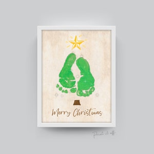 Christmas Tree Footprint Handprint / Baby Toddler Kids Art Craft / First Xmas / Feet Hands / Printable Print Card Keepsake Memory 0350