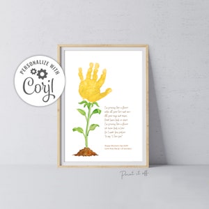 Wachsende Blume EDITIERBAR / Handabdruck Hand Art Craft / Mutters Vatertags Gedicht / Baby Kind / DIY Custom EDIT Corjl Card Print It Off 0690