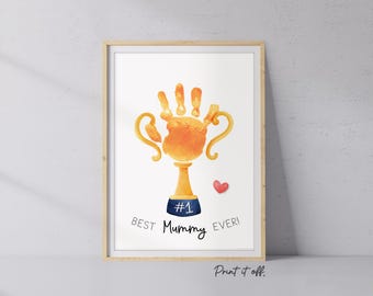 Mother's Day Mummy Handprint Trophy, Keepsake Art Digital Download PRINT IT OFF 1009