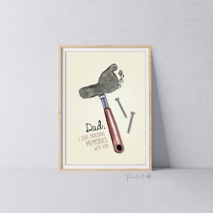 Papa hamer nagel voetafdruk handafdruk kunst / Vaderdag verjaardag papa / kinderen baby peuter aandenken ambachtelijke geheugen DIY kaart afdrukken 0305