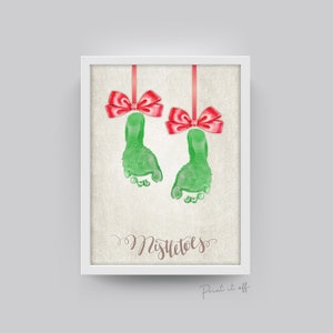 Mistletoe Footprints / Mistletoes / Baby Toddler Kids Art Craft / First Christmas Xmas / Printable Print Card /  Keepsake Memory 0335