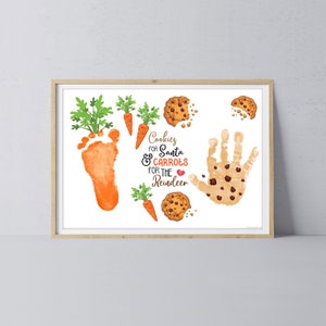 Cookies Santa Carrot Reindeer Footprint Handprint Art Craft / Christmas Xmas Kids Baby Toddler / Keepsake Memory Gift Card PRINT IT OFF 0768