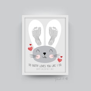 Nenhum coelho te ama como eu / Coelhinho com pegada / Cartão de feliz dia dos namorados / Artesanato faça você mesmo para recém-nascidos e crianças pequenas / Imprima 0148