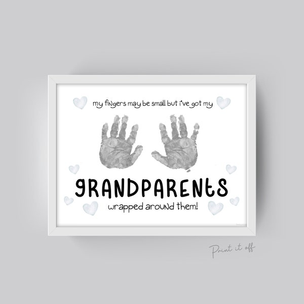 Handprint Art Craft / Grandparents Wrapped Around My Fingers / Child Grandchild Baby Toddler Hand / DIY Card Gift Memory / Print it off 0500