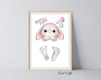 Hoppy Easter Bunny - Handprint Footprint Art Craft Keepsake Template  - PRINT IT OFF 0994