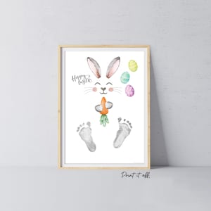 Pasqua saltellante / Impronta della mano / Piedi di coniglio Piede di carota / Bambini Neonato Bambino / Ricordo Artigianato Fai da te Carta regalo Stampalo 0933