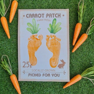 Farm Sign Carrot Patch Easter / Footprint Feet Art Craft / Kids Baby Toddler / Activity Keepsake Gift Card Decor Sign / PRINT IT OFF 0417 image 5