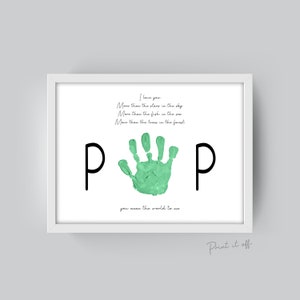 Manualidad con huella de mano / Poema de Pop Poppa / Día del padre / Mano de niños y bebés / Manualidad de recuerdo / Tarjeta de bricolaje / Tarjeta con poema / Impresión imprimible