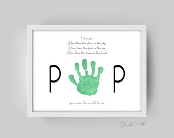 Handprint Art Craft / Pop Poppa Poem / Father's Day / Kids Baby Toddler Hand / Keepsake Memory Craft DIY Card / Poem Card / Printable Print