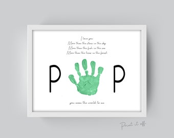 Handprint Art Craft / Pop Poppa Poem / Father&#39;s Day / Kids Baby Toddler Hand / Keepsake Memory Craft DIY Card / Poem Card / Printable Print