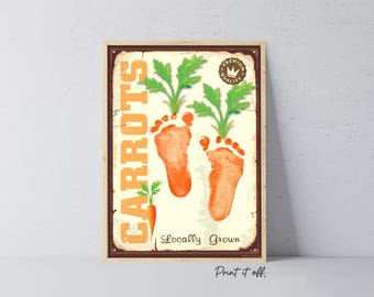 Carrot Patch Farm Sign Easter - Handprint Footprint Art Craft Card Baby Keepsake Memory - PRINT IT OFF 1000