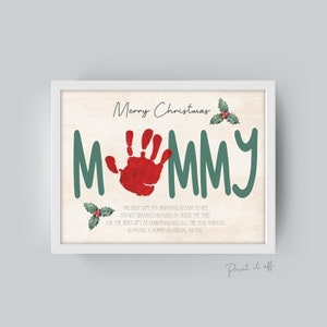 Carte d'art empreinte de main maman maman / artisanat d'empreinte de main de Noël Noël / mains de bébé enfant tout-petit / premier souvenir souvenir de Noël impression 0352