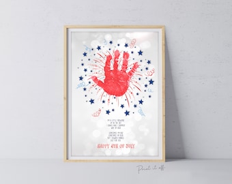 Firework Handprint Art Craft / Happy 4th of July Independence Day USA America American / Child Kids Baby Toddler / Print It Off 0265