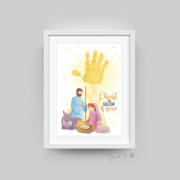 Christ is Born / Baby Jesus Christian Handprint Craft / Nativity Star Christmas Xmas / DIY Card Gift Sunday School / Print It Off 0657