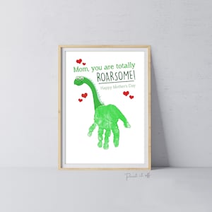 Mãe, você é totalmente incrível / Arte de impressão de mão para crianças, artesanato para bebês, cartão de presente faça você mesmo / Lembrança de dinossauro / Feliz dia das mães / Imprima 0071