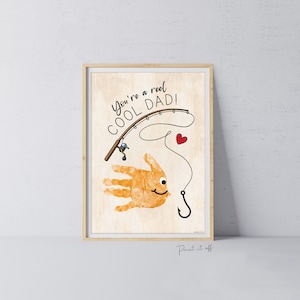 Je bent een coole vader / vis hand handafdruk kunst / Vaderdag verjaardag vader papa / kinderen baby peuter / aandenken ambacht DIY kaart afdrukken 0230