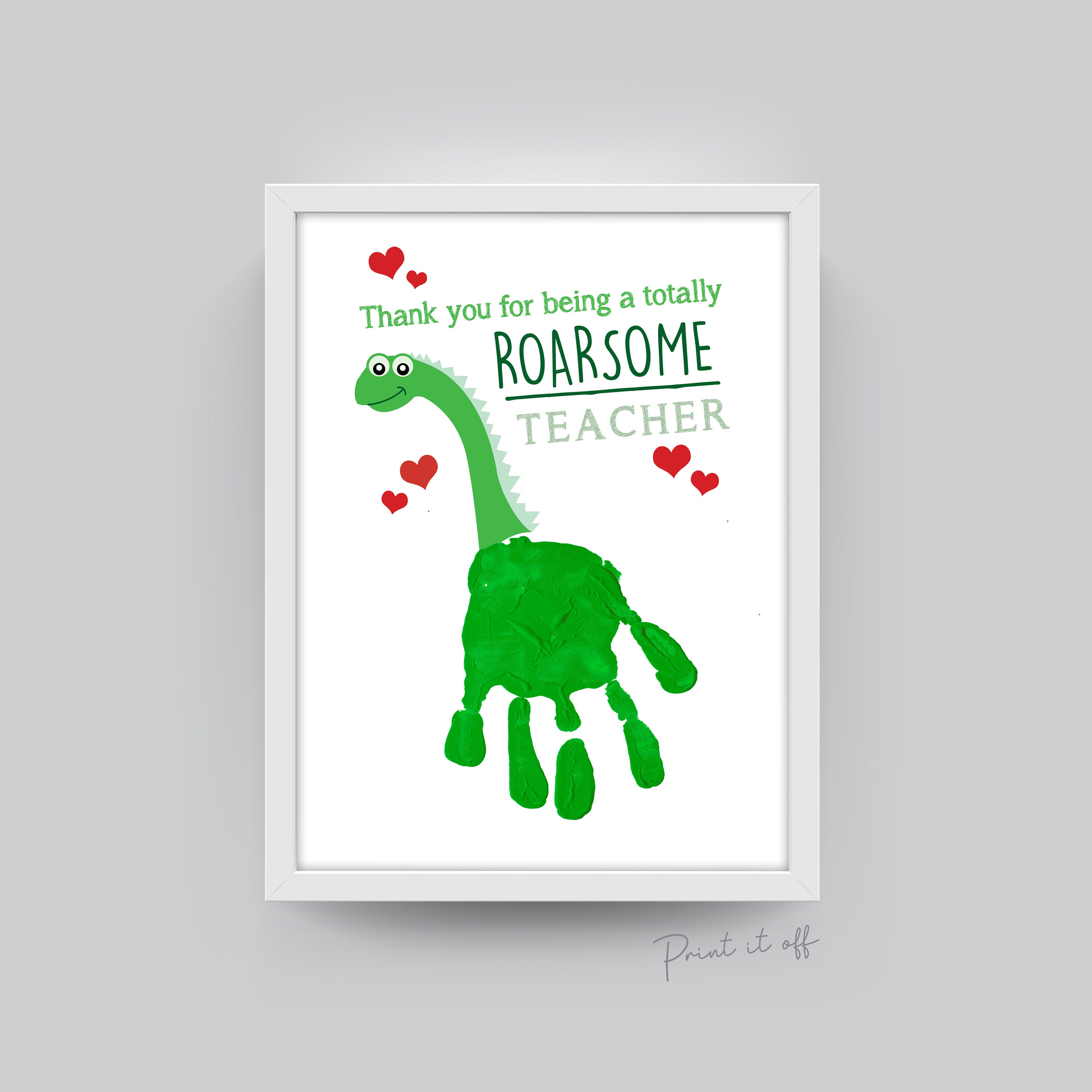 Totally roarsome (awesome) - Cute Dino print design - funny hand