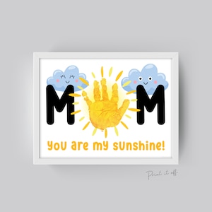 Você é meu raio de sol Impressão de mão Artesanato Arte / Sol Mãe Mãe / Crianças Bebê Criança Criança / Atividade Presente Faça Você Mesmo Cartão Impressão Memória / IMPRIMA 0471