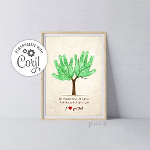 Huella de mano de árbol EDITABLE / Manualidades artesanales / Día del padre, día de la madre, cumpleaños / Bebé niño / DIY Edición personalizada Tarjeta Corjl Regalo Imprimirlo 0709