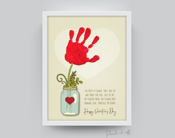 I Love You / Handprint Footprint Art Craft / Heart Valentine's Day ...
