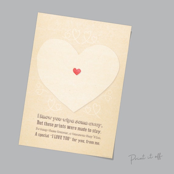 Handprint Art / Wipe Away I Love You Poem / Heart Love Valentine