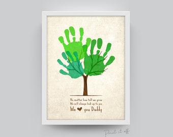 We Love You Daddy Tree / Handprint Footprint Art Craft / Fathers Day Dad / Kids Baby Toddler Keepsake / Card Gift DIY / Print It Off 0004