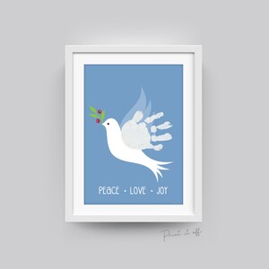 Vredesduif Vogel Kerst Handafdruk Kunst Knutselen / Baby Peuter Kinderen Hand / DIY Keepsake Cadeaubon Afdrukbaar – Afdrukbaar 0652