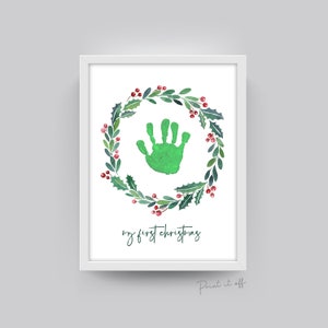 My First Christmas / Wreath / Handprints Footprints / 1st Christmas Xmas Art / Printable / Baby Toddler Feet Hands / Xmas Craft Keepsake