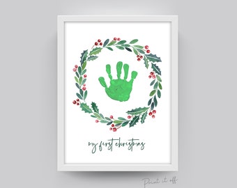 My First Christmas / Wreath / Handprints Footprints / 1st Christmas Xmas Art / Printable / Baby Toddler Feet Hands / Xmas Craft Keepsake