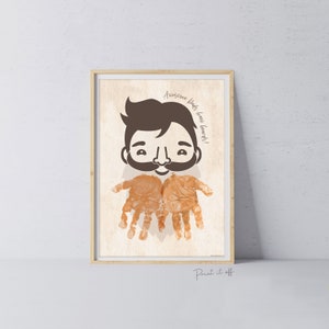 Geweldige vaders hebben baarden / Handhandafdruk Art Craft / Vaderdag verjaardag vader / kinderen baby peuter / aandenken cadeau DIY kaart afdrukken 0234