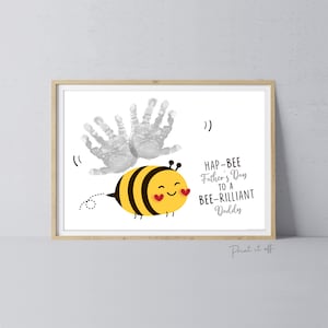 Hap-Bee fête des pères, papa, empreinte de main, création d'art empreinte de pas, ailes de bourdon, carte cadeau à faire soi-même, enfant bébé, tout-petit, impression 0869