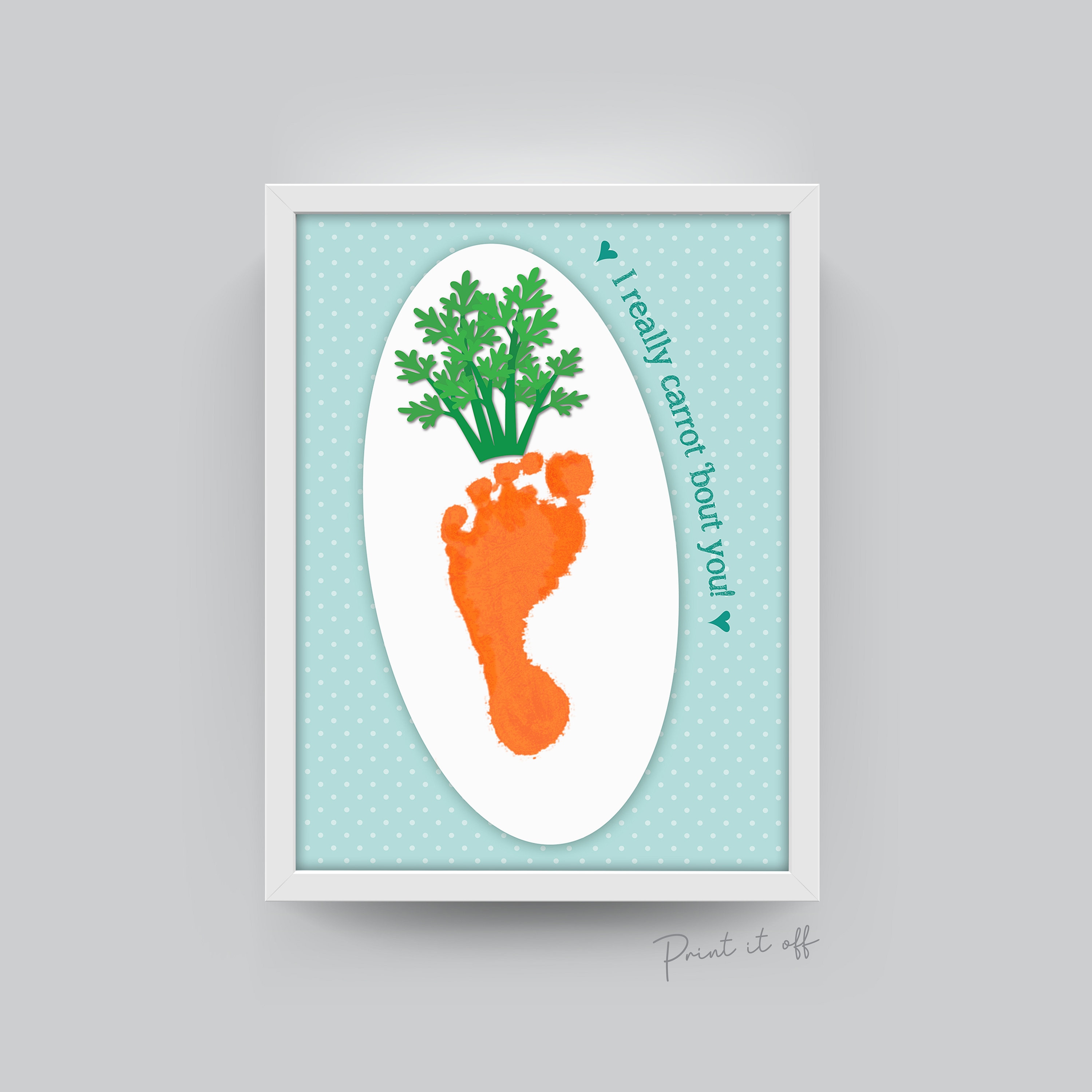 Footprint Art Carrot / Easter Card / Kids Baby Keepsake Craft Etsy