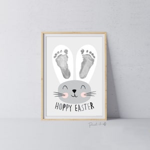 Fröhliche Ostern / Fußabdruck Handabdruck / Osterhasen Füße / Frohe Ostern / Kinder Baby Kleinkind / Andenken Handwerk DIY Karte Print it off 0063