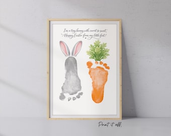 Happy Easter - Bunny Carrot Poem Handprint Footprint Feet Art Craft Card Baby Keepsake Memory - PRINT IT OFF 1008