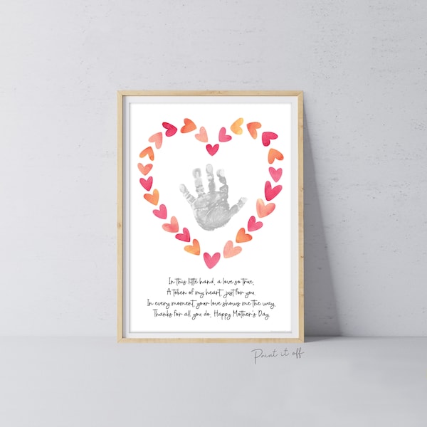 Mother's Day Little Hand Poem Heart /  Handprint Art Craft Template / Kids Baby Toddler / Keepsake DIY Card / Print It Off 0858